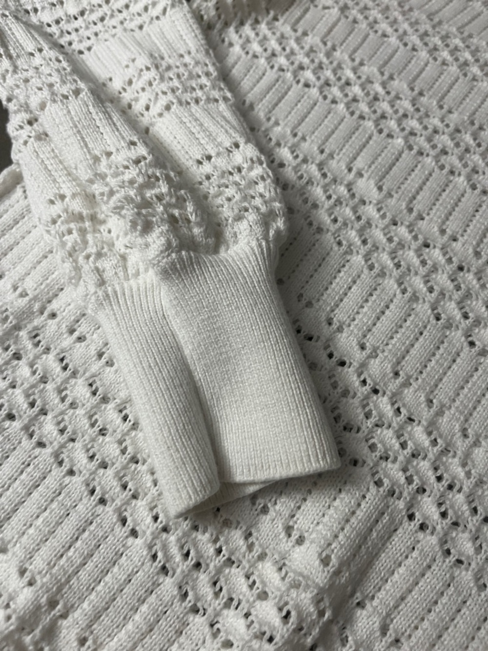 LOFT White Openwork Scoopneck Knit Sweater - Picture 3 of 11